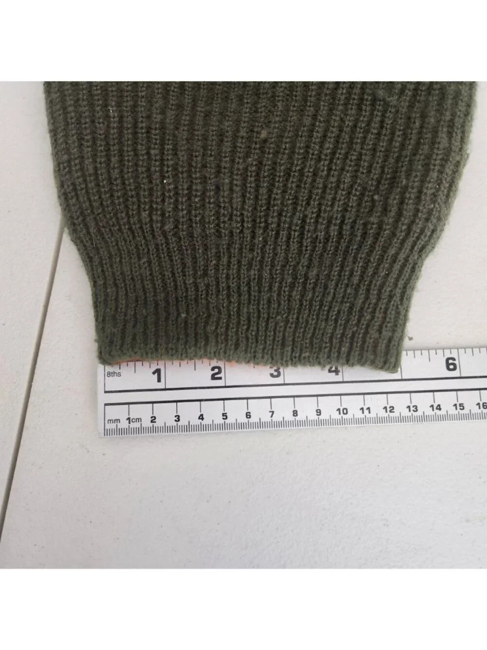 Reversible Olive Green & Orange Knit Balaclava Face Mask Ribbed Winter Hunting